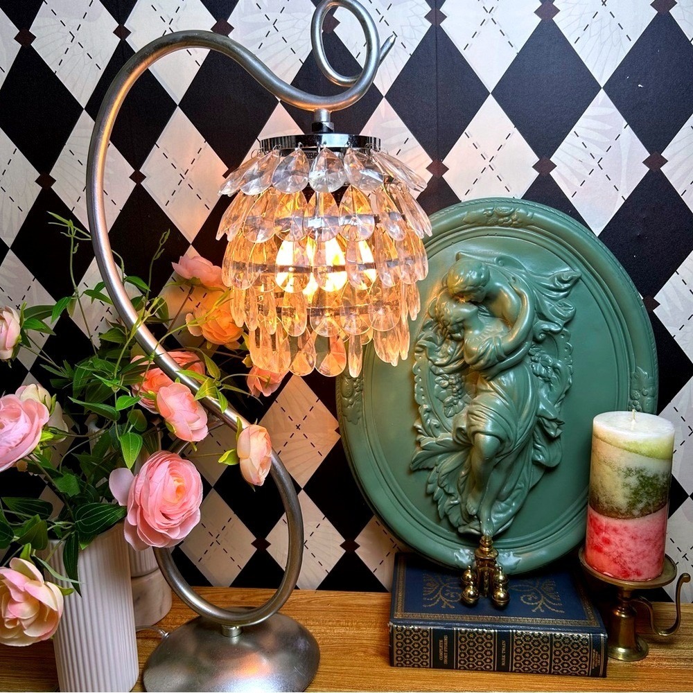 Darling Table Lamp – Metallic Sculptural Base‎ with Tiered Acrylic Drops - Picture 7 of 14
